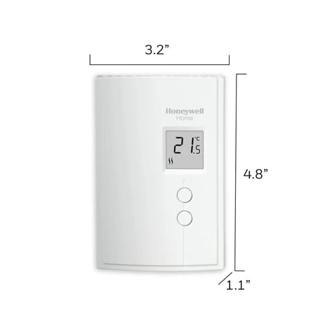 Front view of Digital Non Programmable Thermostat For Electric Baseboard Heaters And Convectors with size dimensions displayed.