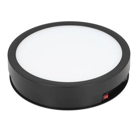 Super Smooth 360 Degree Rotating Display Stand Electric Turntable With Adjustable Speed And Remote Control, Plus Colorful Led Lights For Pro Photos And Videos That Look Totally Fire On Your Socials, black round LED light.