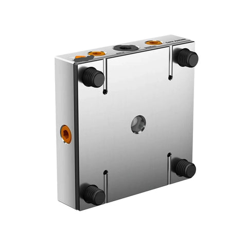 Rock Solid CNC Vise for 5 Axis Lathes and Fractal Workholding Fixtures, Zero Point Self Center Vise shown from side view