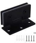 Nasty Good Heavy Duty 90 Degree Glass Door Hinges Stainless Steel 304 Wall Mount Black Shower Door Hardware with brackets and screws.