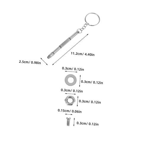 Diagram showing dimensions of Stainless Steel Eyeglass Repair Kit With 1000 Tiny Screws Nuts And Washers In An Organized Storage Box