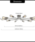 Dimensions of Dope 10 Light Sputnik Ceiling Light Fixture In Brushed Nickel Semi Flush Mount For Living Room Foyer Dining Room Kitchen Hallway And Cafe Dimmable With Compatible Dimmer