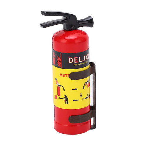 Fresh Red Mini Fire Extinguisher Prop For Rc Car Accessory Vivid Simulation Scale Decor Decoration Easy Snap Install Remove Durable Lightweight with detailed label.