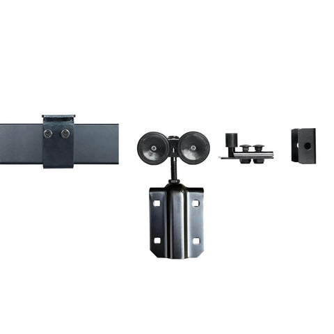 12 Foot Ceiling Mount Double Sliding Barn Door Hardware Kit For Exterior Use Beefy Box Track System Supports Up To 300 Pounds