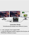 Boss Level Usb C Laptop Docking Station Featuring Dual Hdmis Vga Card Reader Gigabit Rj45 Ethernet, setup with three monitors.