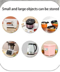 Heavy Duty Metal Storage Shelf Rack Built Tough For Seamless Home Organization Featuring An Adjustable Three To Five Tier Design storing various kitchen appliances.