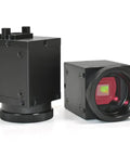 Monochrome USB 2.0 Industrial Camera With 1.3MP Half Inch Sensor C Mount Rolling Shutter 1280x1024 30fps front and side view.