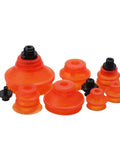 Dope VB Series Polyurethane Vacuum Suction Cups For Industrial Pneumatic Manipulators, various sizes in grippy orange rubber.