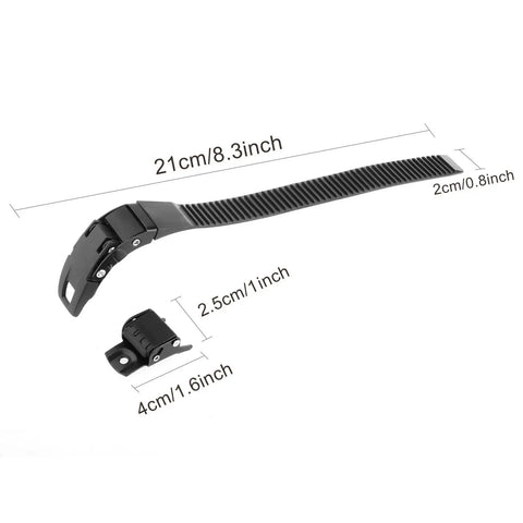 Durable Inline Roller Skate Straps Kit With Screws And Buckle Replacement Repair Accessories for Shoes, dimensions in cm and inches shown