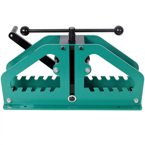 Kickstart Your Metal Fabrication Projects With This Heavy Duty Manual Tube Roller Bender, green steel pipe rolling machine body.