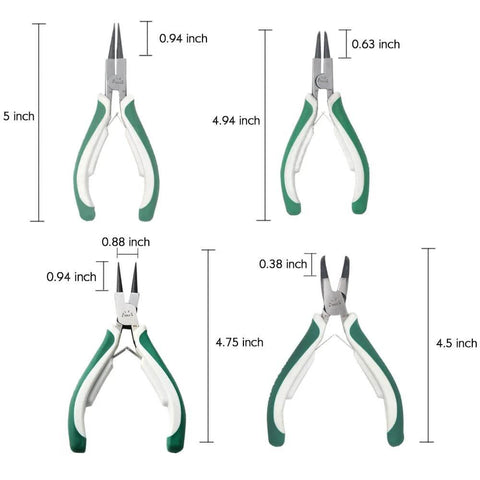 4 Piece Mini Snap Ring Pliers Kit For External And Internal Circlips with Straight and Bent Jaws, High Carbon Steel