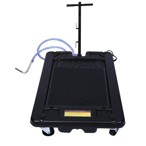 Heavy Duty 17 Gallon Electric Oil Drain Cart With Powerful 110V Pump System And Swivel Casters Plus 7 Ft Hose, equipped with a flexible hose.