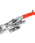 Beefy Heavy Duty Toggle Arm Clamp For Machining And Parts Assembly 320 Kg 704 Lbs Clamping Power 304 Stainless Steel Elbow Bar 51 Mm Reach Smooth Lever Action That Counters Side Thrust And Keeps Joints Tight, red handle