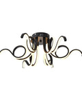 Six Light Dimmable LED Ceiling Light Fixture With Octopus Geometric Design Semi Flush Mount Chandelier, black and curvy design