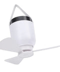 Dpofirs USB Rechargeable Ceiling Fan with LED Lamp, Remote Controlled, showing a white ceiling fan with three blades and a hanging design.