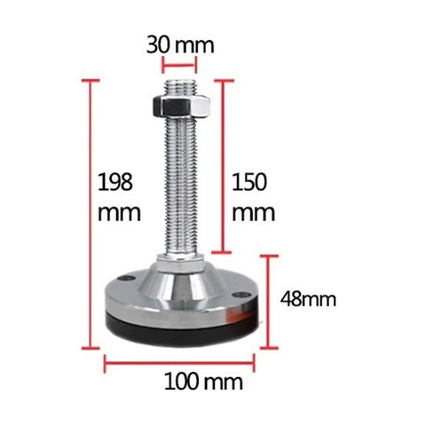 Heavy Duty Adjustable Leveler Feet Four Pack With Thick Non Slip Pvc Bottom Hella Sturdy For Kitchen Cabinets Workbenches And Tables, measuring 198mm tall with a chrome finish.