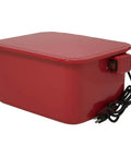 Rock Solid 3 Point 5 Gallon Parts Washer Packed With Electric Pump And Removable Tray, heavy red steel tank with lid and electrical cord.