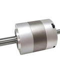 60Mm Double Shaft Planetary Gearbox PLS60 Precision Reduction Gearbox With 80 To 1 Ratio in silver metal casing side view