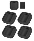 Top view of black Silicone Non Slip Caster Cups For Furniture Wheels, Floor Protectors That Prevent Scratches, 4-pack.