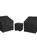 All Weather Outdoor Furniture Cover Set For 3 Piece Patio Bistro With Two Chair Covers And One Coffee Table Cover Waterproof Black Fits Deck Porch Patio Garden