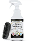 AllStone Countertop Cleaner Plant Based Stone Safe Daily Use Spray With Scrub Brush For Granite Quartz Marble And Stone Surfaces