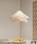 HLRCB Indoor Pendant Light, Fabric Pleated Shade, Modern Suspended Mount above a dining table with a soft glowing shade.
