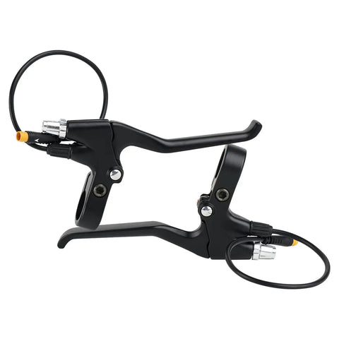 Waterproof Dual Brake Levers for Electric Bikes with Instant Power Cutoff, Compatible With BAFANG and Tongsheng Kits, shown in black.