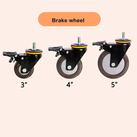 Heavy Duty Rubber Swivel Casters Bring Chill Smooth Rolling Action And Foolproof Double Locking Security With Easy M12 Thread Swap For Hassle Free Cart Restoration And Everyday Moves in 3, 4, and 5 inch sizes