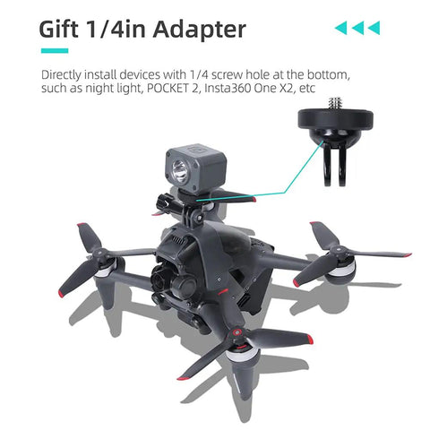 Safe Lighting Drone Light Extension Bracket Mount For DJI FPV And Universal Use With Pocket 2/1 showing 1/4in adapter