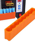 Top Grade 2PC Adjustable Battery Pack Spot Welding Clamps Made From High Heat Resistant Industrial Plastic, Stop Rolling For Easy Install And Solid Grip In Any Project, orange battery holder with cylindrical cells.