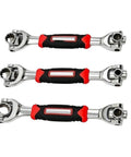 Heavy Duty Swivel Socket Wrench Set 8mm To 21mm with rubber grip handles for stubborn bolts in tight spaces.