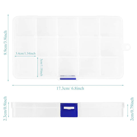 Fishing Tackle Box With Adjustable 15 Dividers Clear See Through Storage Organizer For Lures Beads Hooks Size Dimensions