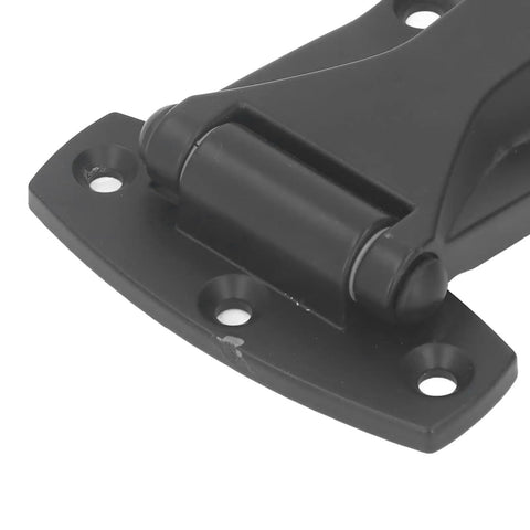 Close-up of black Soft Close T Hinge Zinc Alloy for inward and outward doors, featuring durable design and easy installation.