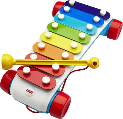 Super Fun Musical Xylophone Pull Toy for Toddlers and Kiddos, includes mallet and 8 colorful keys, easy roll wheels.