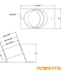 Pro Grade 4 Inch Angled Dust Port For Table Saws And Jointers technical drawing showing dimensions and design details