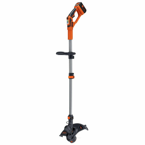 Front view of 40V Max Cordless String Trimmer And Edger With Telescoping Pole Two In One Weed Wacker, battery attached