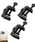 Heavy Duty Desk Lamp Swing Arm Clamp Set Of Three Non Marring Plastic Bracket Holder in black for secure mounting.