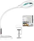 10X Magnifying Glass with Light and Clamp, flexible gooseneck LED desk lamp with clamp attachment, 5 color modes and stepless dimming