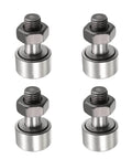 Set of 4 CF10 KR22 needle roller bearing cam followers, 22mm roller diameter, 12mm width, stud type, for machine tools and 3D printers.