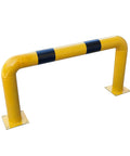 High Profile Machine Safety Guard 24 Inch High By 48 Inch Long, Fixed Industrial Barrier For Vehicle Impact Protection, Heavy Duty 4.5 Inch Tubular Steel With Yellow Finish