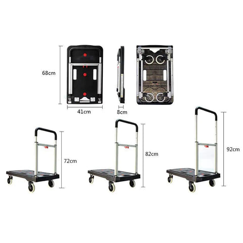 Foldable Hand Truck Dolly Cart With 150 Kg Load Capacity, Heavy Duty Aluminum Frame, Adjustable Pull Rod, Grab And Go Collapsible Cart For Travel, Moving, And Logistics, Easy Fold Storage, Durable Chassis, 68cm folded