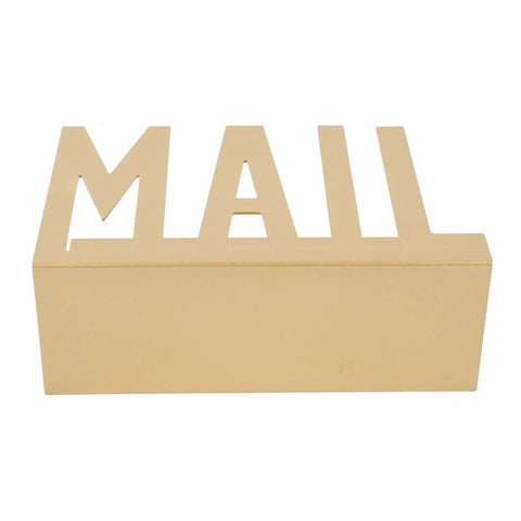 Sturdy Metal Desk Mail Organizer With Stylish Hollow Cutout For Bills, Letters And Papers Gold Finish Office Supplies Durable Iron