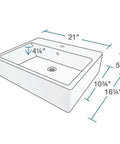 White Porcelain Vessel Sink With Contemporary Rectangular Design, Vitreous China Finish, Large Easy Clean Basin, dimensions shown