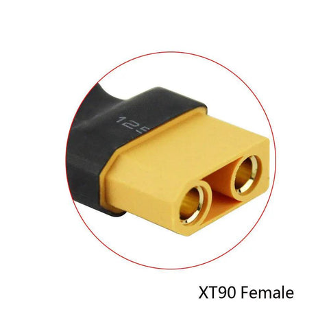 Close-up of XT90 female connector for 4 Pack XT60 To XT90 Battery Adapter Connectors For RC Lipo, ESC And Charger, Converts XT60 To XT90.