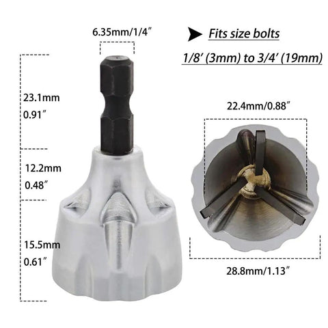 External Chamfer Deburring Tool With Hex Shank For Quick Thread Repair And Burr Busting Removal Heavy Duty Metal Deburring Drill Bit Set That Cleans Burrs Fast Fits 1/8 To 3/4 Inch 3mm To 19mm