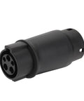 Type One To Type Two EV Charging Adapter Plug Connector with black plastic, designed for SAE J1772 To IEC connections, handles 32 Amps.