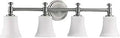 Rossington Four Light Traditional Vanity Light Fixture In Satin Nickel Finish Damp Rated For Bathrooms Classic Bath