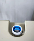 Close-up of Must-Have Pro-Grade Stainless Steel Washer Inlet Valve Filter Screen Kit installed on washing machine inlet.