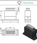 Technical diagram of a 67 Pin CNC High-Precision Flexible Fixture Clamps For 30x79mm Workholding, 6mm SUS Stainless Steel Pins And 21mm Stroke, Anodized Aluminum Base With Blue Finish, Pro-Grade Adaptive Clamping Tech For Precise, Reproducible Milling And Tooling