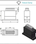 Rock Solid Flexible Claw Fixture Clamps For CNC Machining And Laser Marking, 30x79mm Stainless Steel Workholding Gripper With 6mm Pins, Built To Last For Precise, Quick Setup. Technical drawing and 3D view of 30x79mm fixture clamp with 6mm pins